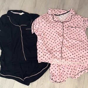 Polka Dot Pink and Black Pajama Short Sets